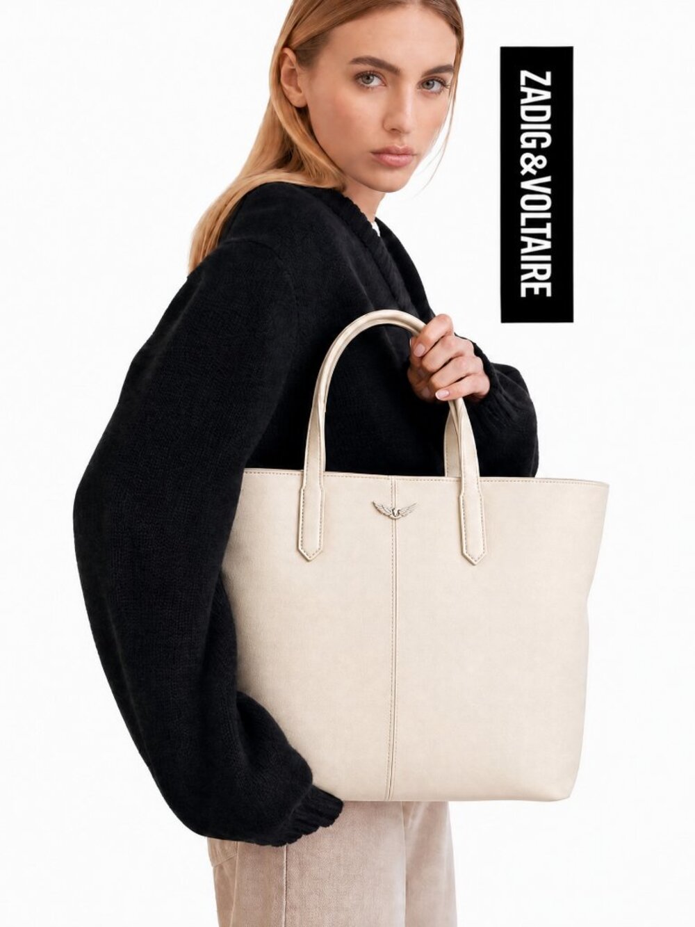Mick Wings Canvas Tote: cream